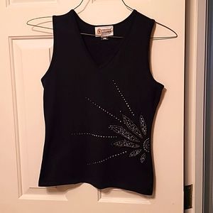 CHRISTINE ALEXANDER BLACK V-NECK TANK SZ LARGE